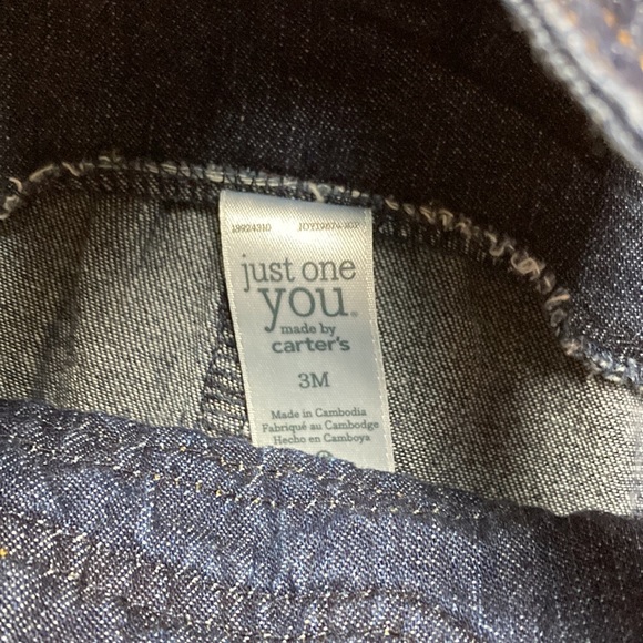 Just One You by Carters Dark Wash Denim Overalls w Embroidered Raccoon 3 Months - Picture 8 of 8